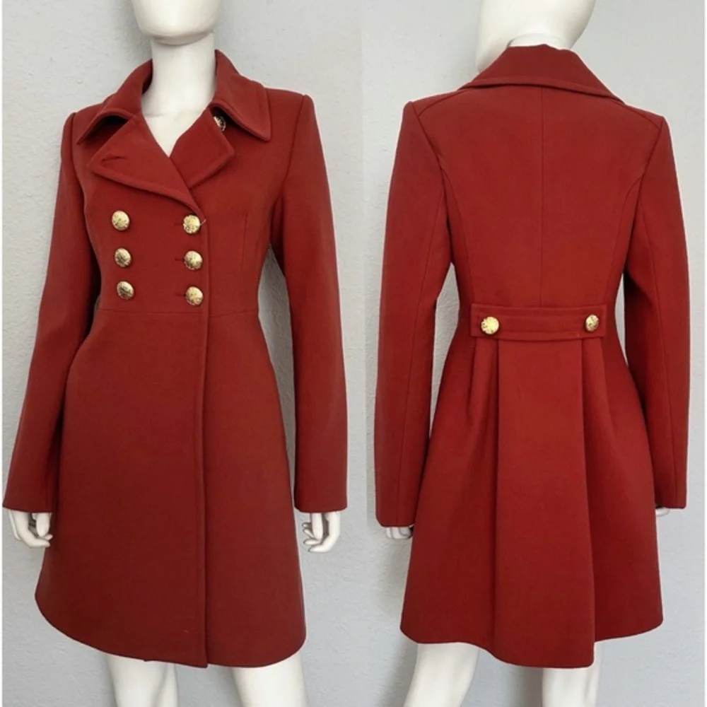 NWT WOMEN’S DOUBLE-BREASTED COAT‎ NOTCHED COLLAR LINED PEACOAT